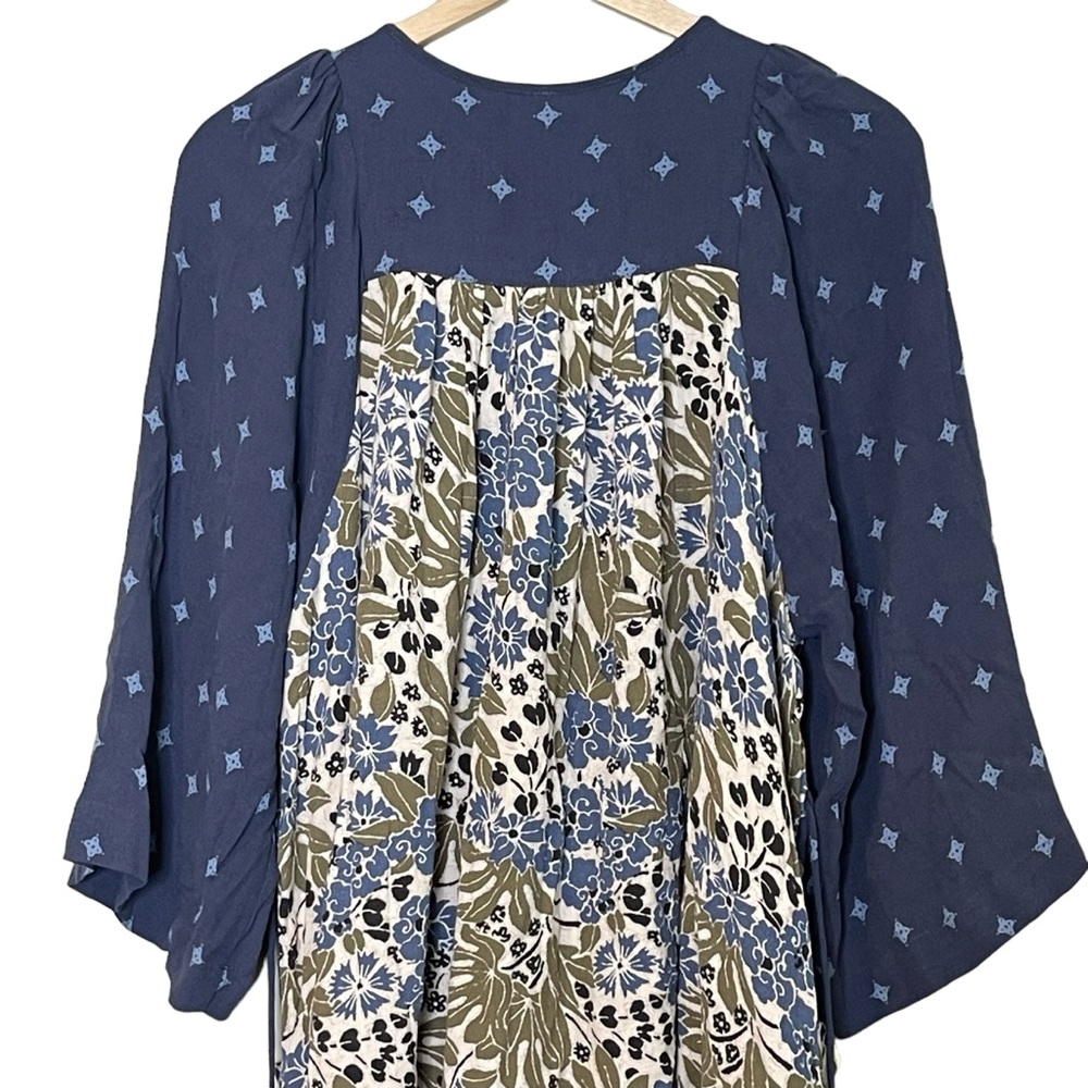 Free People Free People Mixed-Print Floral Mini Dress Size M Boho Beach Blue - Picture 5 of 12